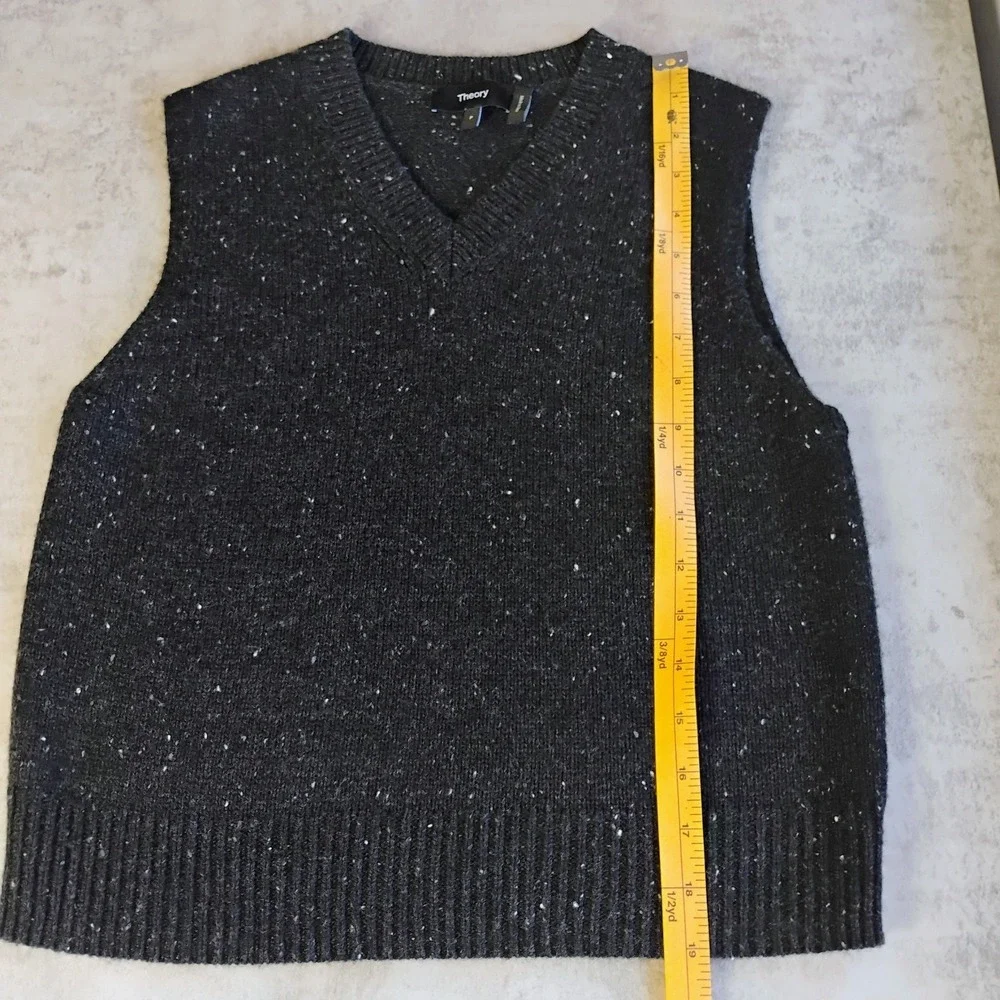 Theory Shrunken Wool Cashmere Donegal Sweater Vest Womens XS Speckle Knit V Neck
